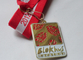 Blokhus Marathon Medal Soft Enamel, Copper Stamping with Gold Plating, Long 2 Colors Ribbon